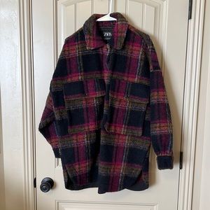 Zara Wool Blend Plaid Overshirt size S/M